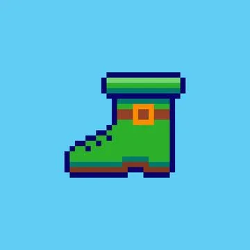 Pixel art Leprechaun Boot game asset design Stock Illustration