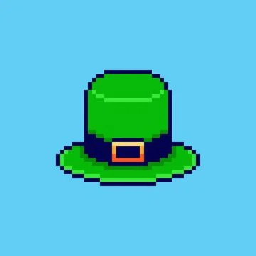 Pixel art Leprechaun Hat St Patrick's Day game asset design Stock Illustration