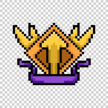 Pixel art level up award badge game asset vector Stock Illustration