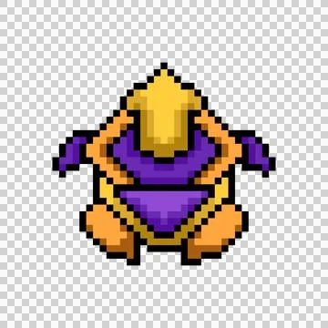 Pixel art level up emblem game asset design Stock Illustration