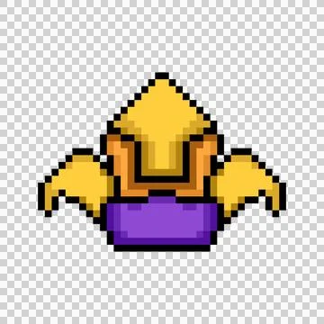 Pixel art level up emblem game asset illustration Stock Illustration
