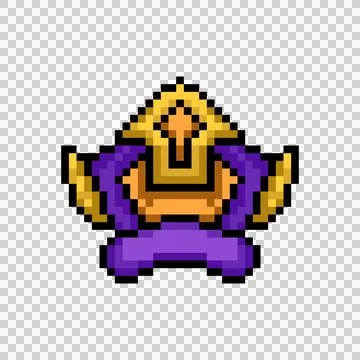 Pixel art level up emblem game asset isolated Stock Illustration