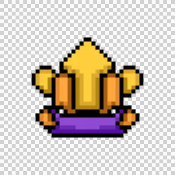 Pixel art level up emblem game asset vector Stock Illustration