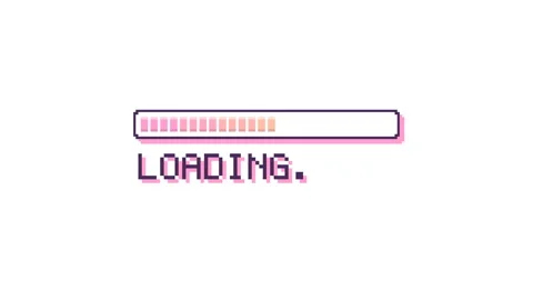Pixel art loading bar animation with retro game text Stock Footage 347673114