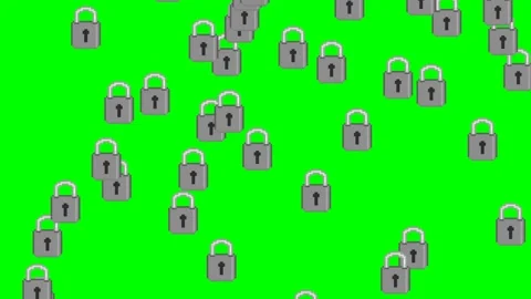 Pixel art locks falling on a green screen Stock Footage 152422062