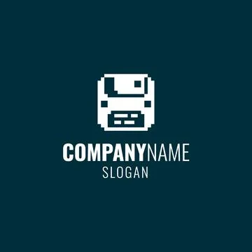 Pixel art logo of floppy disk 스톡 일러스트