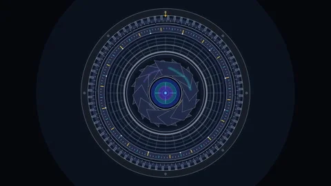 Pixel art loop motion graphic featuring concentric circles and abstract Stock Footage 346739731