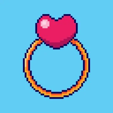 Pixel art Love Ring game asset design Stock Illustration