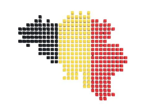 Pixel art map of belgium in flag colors represents country. Illustrazione stock
