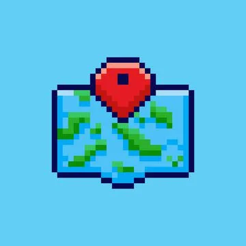Pixel art map location design Stock Illustration