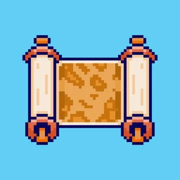 Pixel art map scroll game asset design Stock Illustration