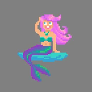 Pixel art mermaid. Stock Illustration