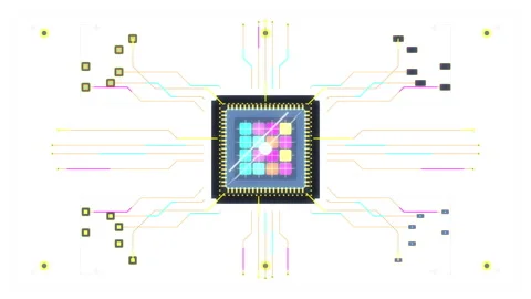 Pixel art microprocessor chip circuit board technology animation Stock Footage 347250337