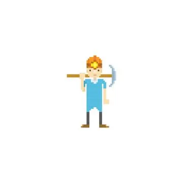Pixel art miner Stock Illustration