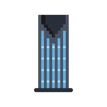 Pixel art modern skyscraper building flat icon Stock Illustration