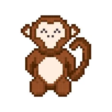 Pixel art monkey Stock Illustration