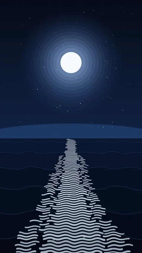 Pixel art moon loop animation over blue ocean waves at night Stock Footage 347061182