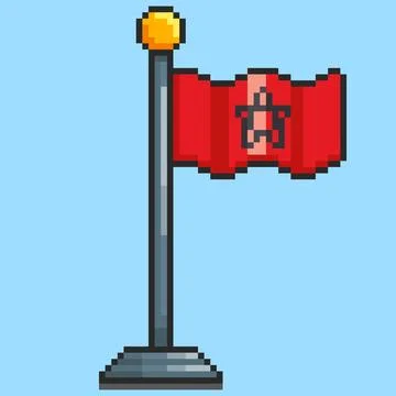 Pixel art Morocco Flag game asset design Stock Illustration