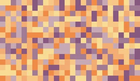 Pixel art mosaic pattern background in warm orange yellow and purple colors イラスト素材