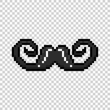 Pixel art moustache face element graphic illustration Stock Illustration