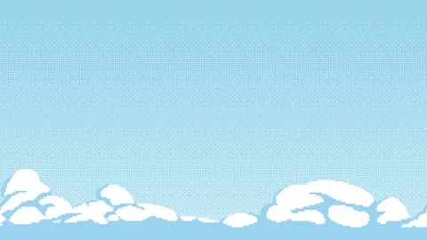 Pixel Art Moving Clouds Seamless Loop. Dithering Sky Gradient for Game UI Stock Footage 324898272