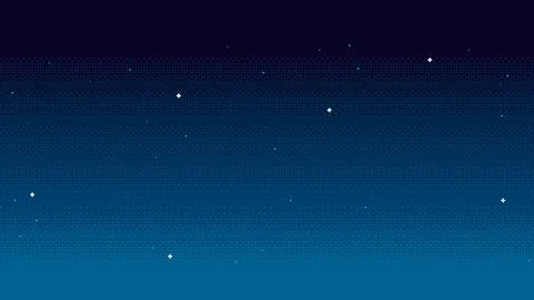 Pixel art night sky background with stars. Seamless backdrop in retro video.. Stock Illustration