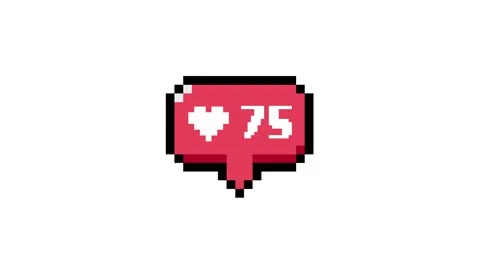Pixel Art Like Notification Bubble with Heart Counter Animation Video stock 332447388