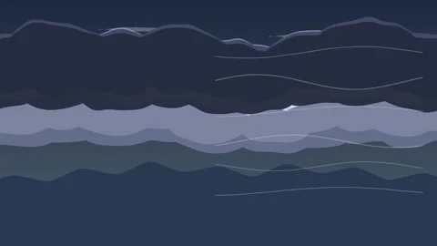 Pixel art ocean waves and mountains animation loop background Stock Footage 347209862