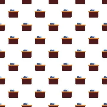 Pixel art office desks flat seamless pattern 스톡 일러스트