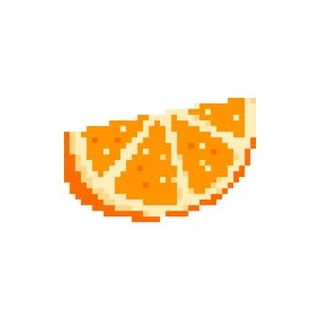 Pixel Art Orange Slice Cute 8-Bit Citrus Fruit Illustration for Summer, Food or Stock Illustration