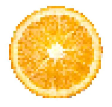 Pixel art orange slice with transparent background Illustrazione stock