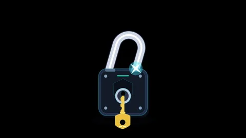 pixel art padlock and key rotating to un... | Stock Video | Pond5