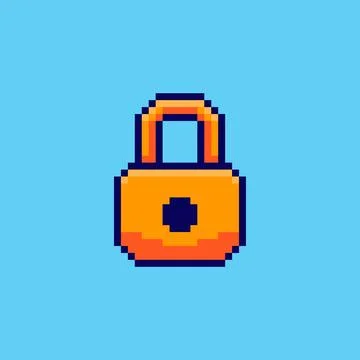 Pixel art Padlock Icon game asset design Stock Illustration