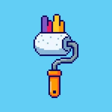 Pixel art Paint Roller game asset design Stock Illustration