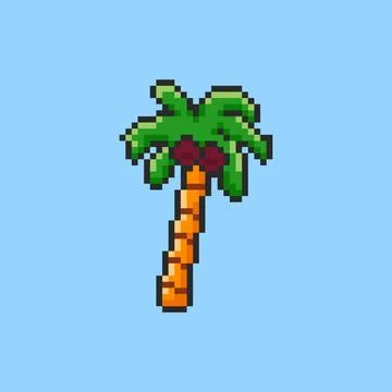 Pixel art Palm Tree game asset design Illustrazione stock