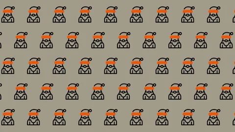 Pixel Art Pattern - A Sea of Bearded Characters in Rows. Stock Footage 325381423