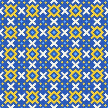 Pixel art pattern with traditional Ukrainian embroidery ornament, seamless .. Stock Illustration