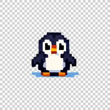 Pixel Art Penguin Character Design Vector Stock Illustration