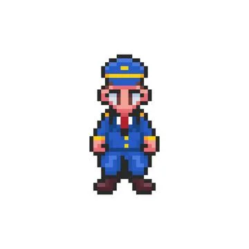 Pixel art Pilot Character game asset design 스톡 일러스트