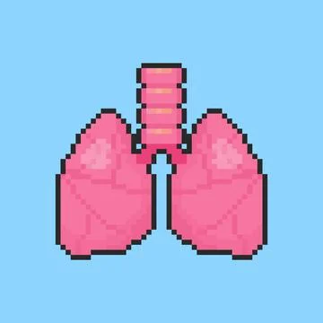 Pixel art Pink Lungs game asset design 스톡 일러스트