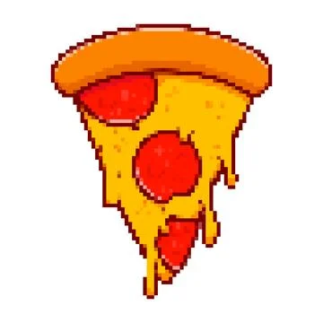 Pixel art pizza slice isolated on white background. Vector illustration Stock Illustration