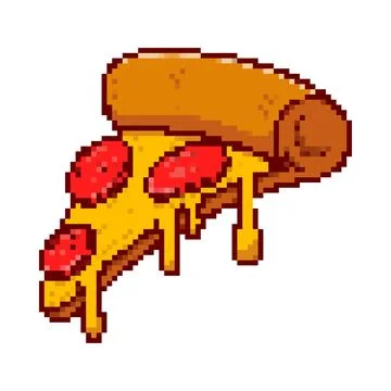 Pixel art pizza slice isolated on white background. Vector illustration Stock Illustration