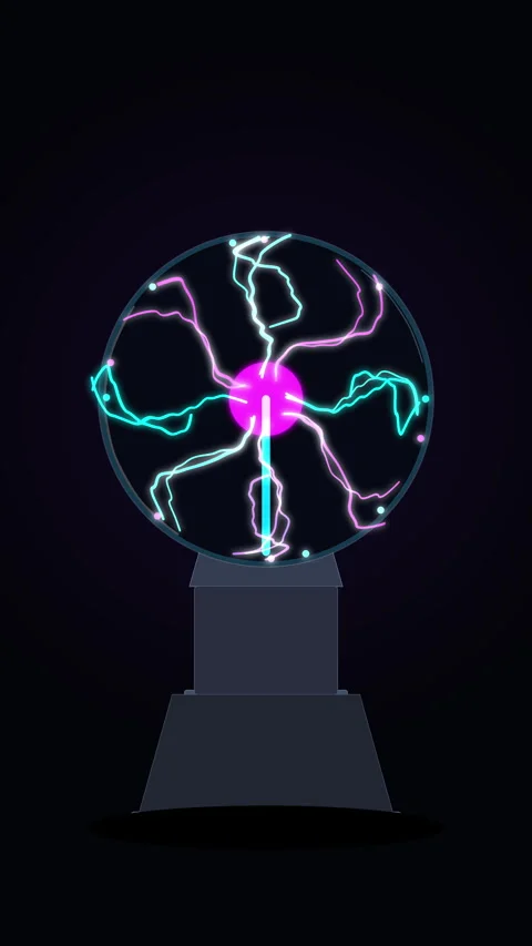 Pixel art plasma ball loop animation with glowing electric sparks and energy Stock Footage 347949046