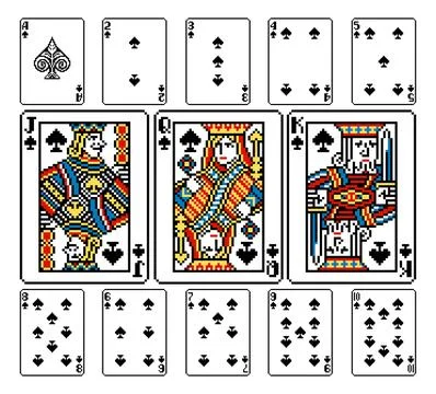 Pixel Art Playing Card Deck Spades Cards Design Stock Illustration