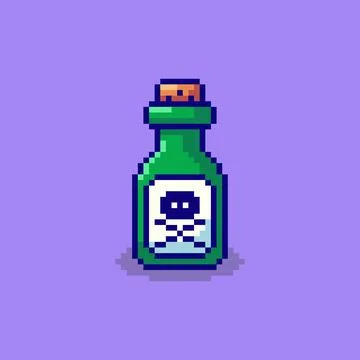 Pixel art Poison Bottle game asset design Stock Illustration