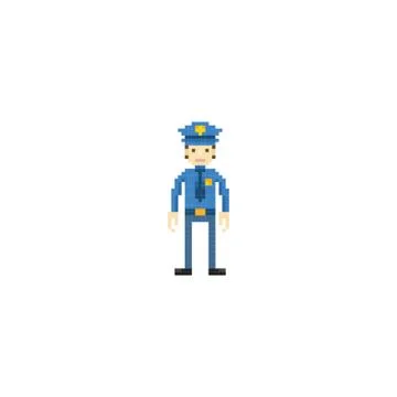 Pixel art policeman Illustrazione stock