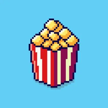 Pixel art popcorn game asset design Stock Illustration