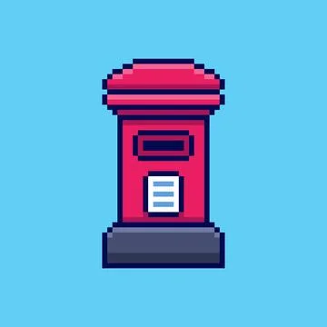 Pixel art Post Box Icon game asset design Stock Illustration