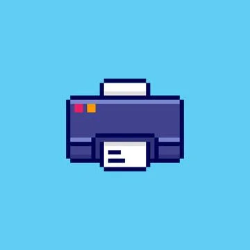 Pixel art Printer Icon game asset design Stock Illustration