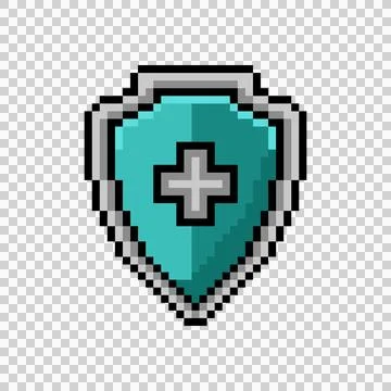 Pixel art protection shield shape object graphic element graphic Stockillustratie
